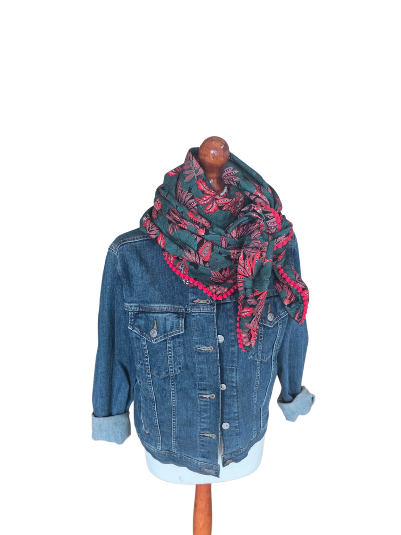 Dreieckstuch Damen Lorella, Schal Damen , petrol, braun, rot, Fantasiemuster