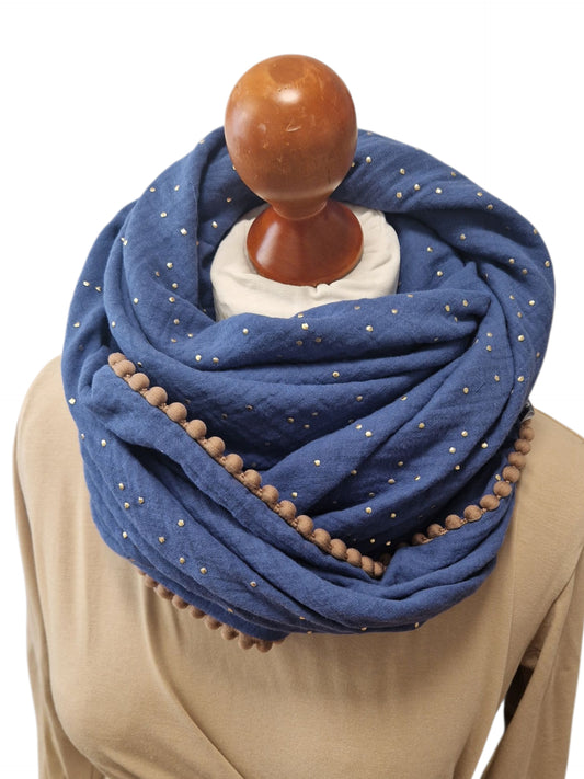 Dreieckstuch Damen Colette, Schal Damen, Musselintuch, jeansblau