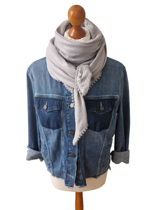 Dreieckstuch Damen Leonie, Schal Damen,  Musselinschal,  glitzer,  silber