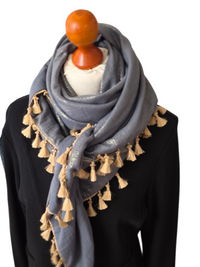 Dreieckstuch Damen Chantal, Schal Damen, Musselintuch, glitzer, Anthrazit