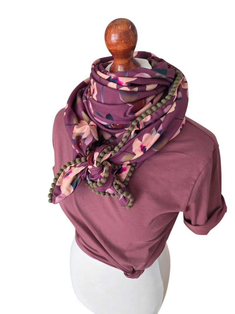 Dreieckstuch Damen Evie, Schal Damen, altrosa, rosa, olivegrün