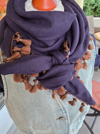 Dreieckstuch Damen Stefania, Schal Damen, Leinenschal, marineblau