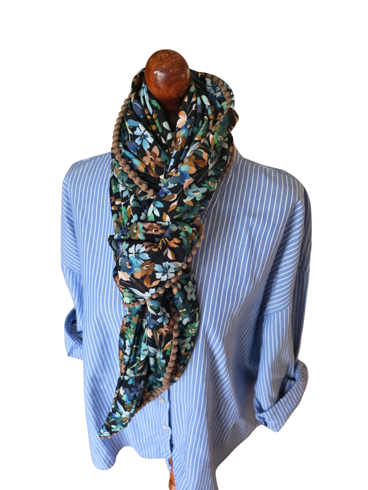 Dreieckstuch Damen Fabrizia, Schal Damen,  Blumen,  hellblau,  marineblau,  grün,  braun