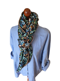Dreieckstuch Damen Fabrizia, Schal Damen,  Blumen,  hellblau,  marineblau,  grün,  braun