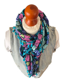 Dreieckstuch Damen Celeste, Schal Damen,  Blumen, türkis, pink, lila, grün