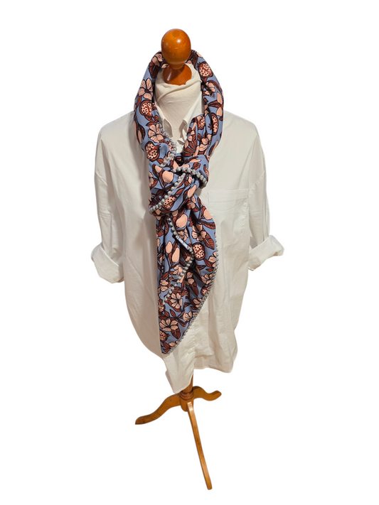 Dreieckstuch Damen Estelle, Schal Damen, taubenblau, rosa, terra