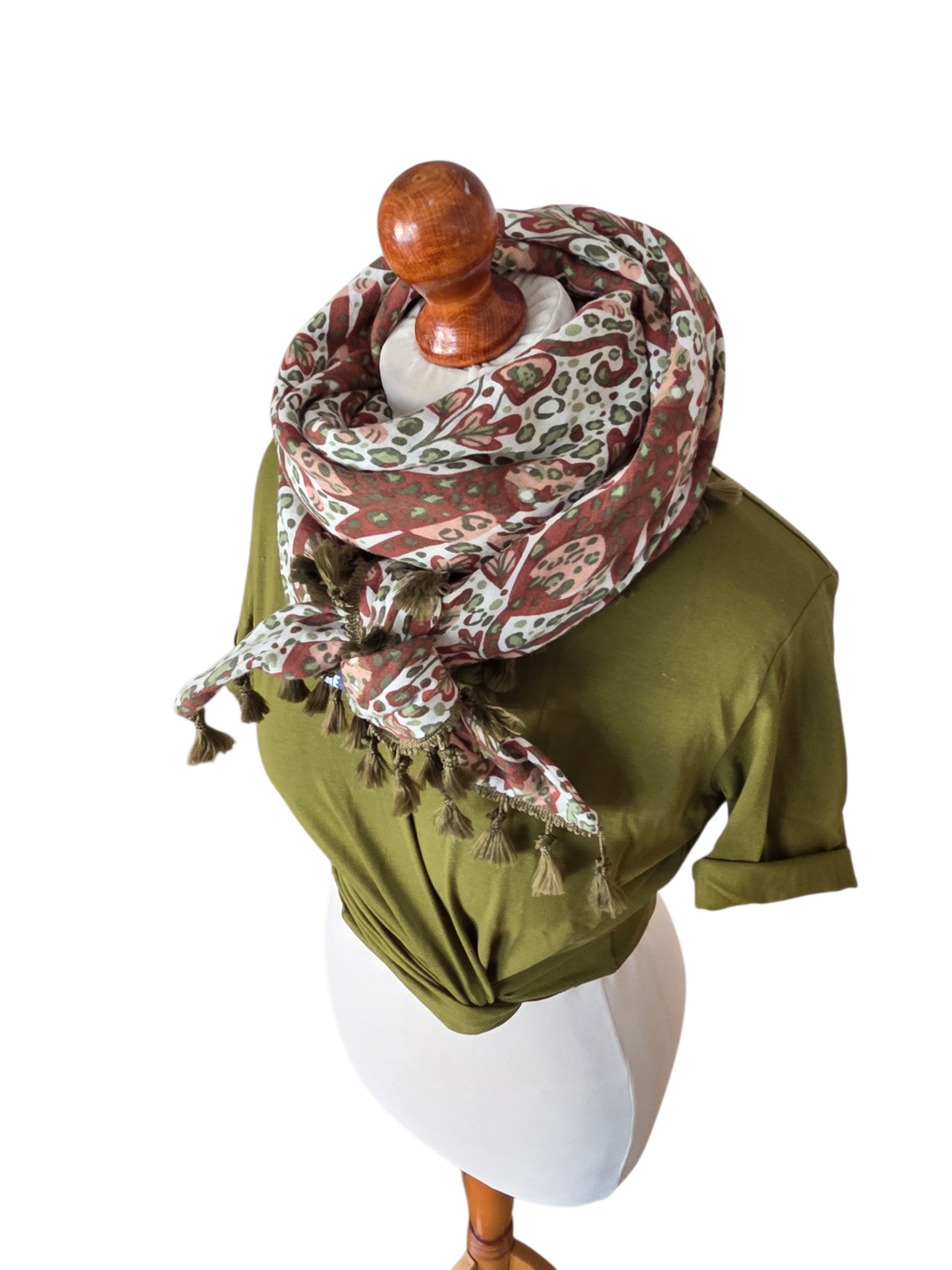 Dreieckstuch Damen Camille, Schal Damen, Musselinschal, rosa, olivegrün, weiss, braun