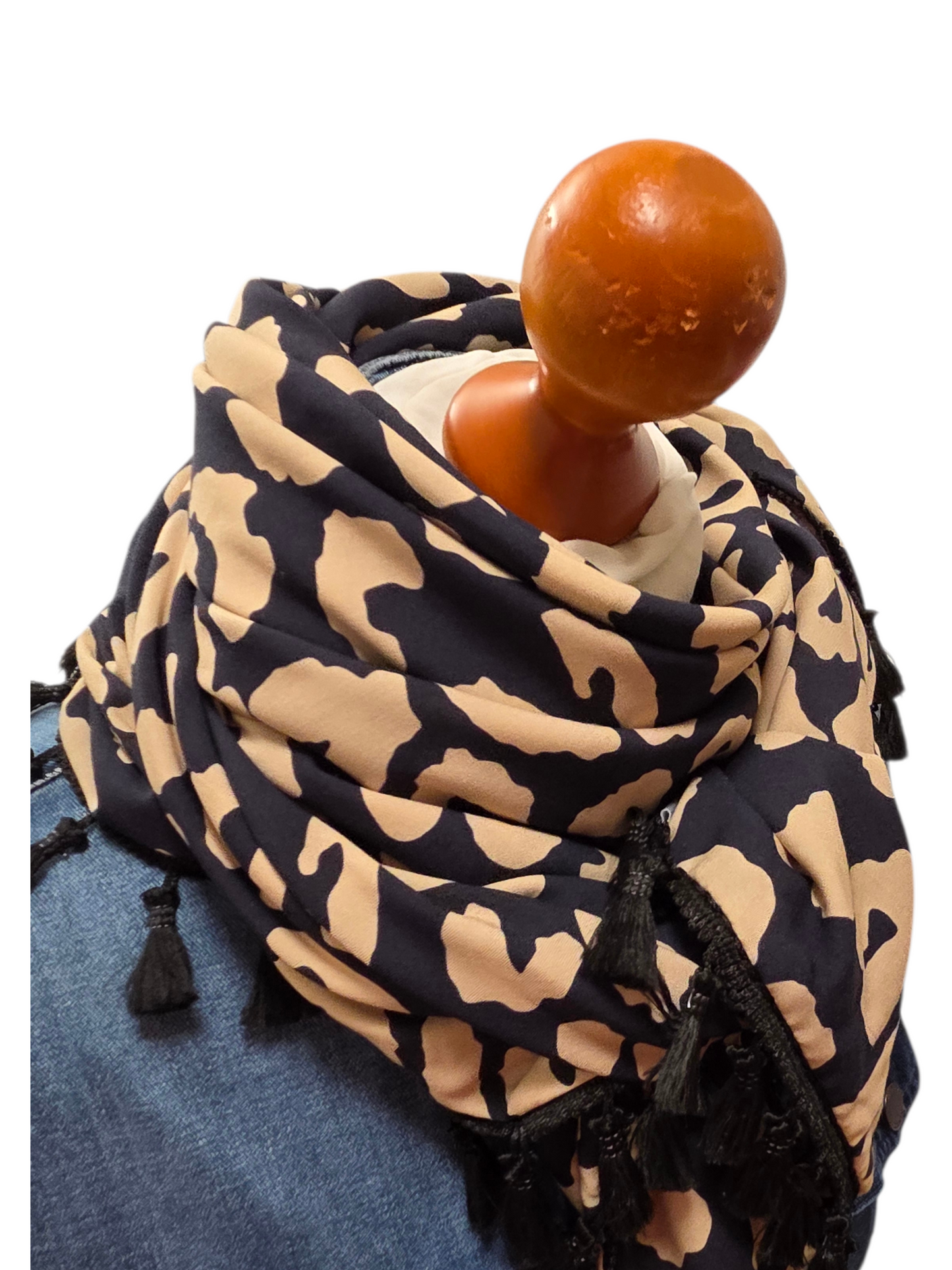 Dreieckstuch Damen Emma, Schal Damen, Leo, beige, schwarz