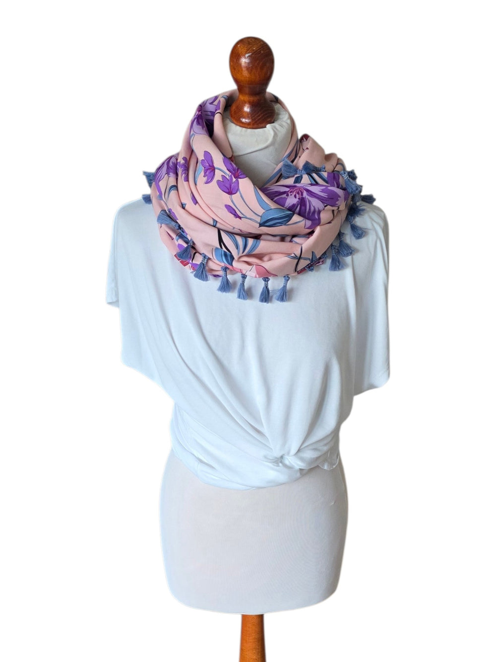 Dreieckstuch Damen Emily, Schal Damen, Blumen, Peach-Lila-Hellblau-Rost
