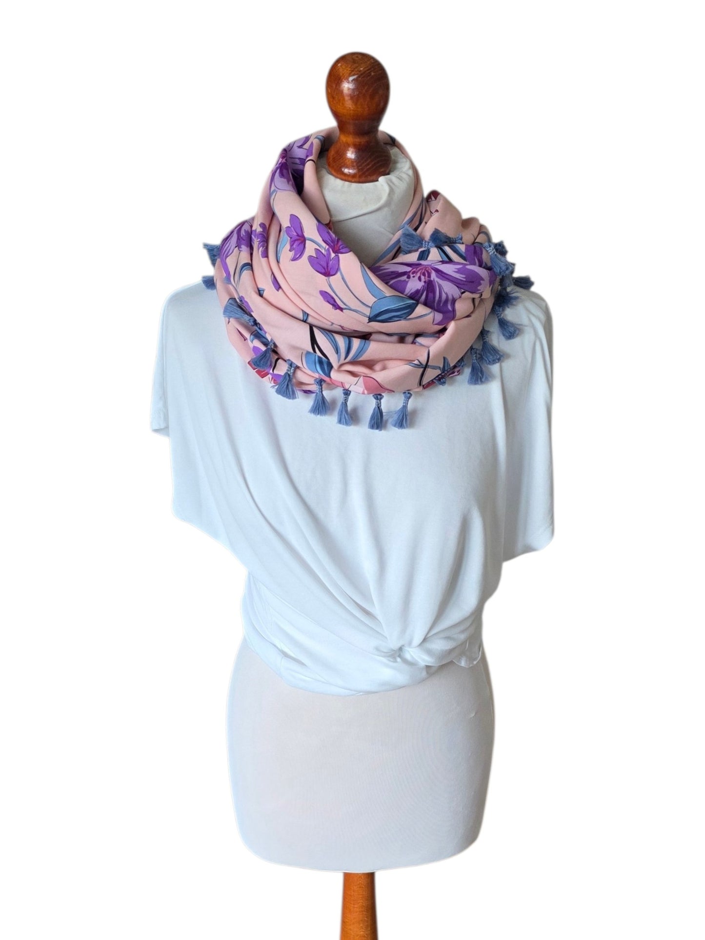 Dreieckstuch Damen Emily, Schal Damen, Blumen, Peach-Lila-Hellblau-Rost
